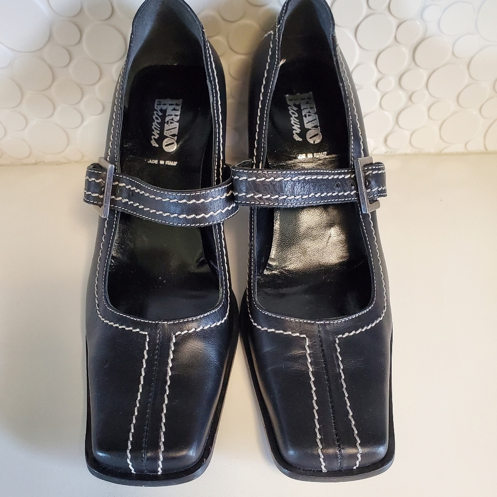 Browns Bravo Pump High Heel Size 8 Leather Black Classic Shoe